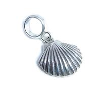 Charme de perle d'argent sterling de coquille de pétoncle .925 x 1 charmes de coquilles