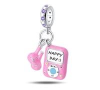 Charme de perle de corde de musique rose, breloque pour bracelet, compatible avec le collier de bracelet pandora