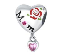 Charme de perle de cœur rose, accessoire de bracelet à breloques en argent sterling 925, compatible avec le collier de bracelet pandora