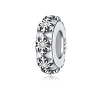 Charme de perle d'espacement de bouchon en caoutchouc flocon de neige, accessoire de bracelet à breloques en argent sterling 925, compatible avec le collier de bracelet pandora