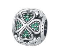 Charme de perles à quatre feuilles, accessoire de bracelet à breloques en argent sterling 925, compatible avec le collier de bracelet pandora