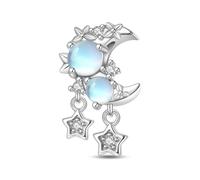 Charme de perles blanches au clair de lune, accessoire de bracelet à breloques en argent sterling 925, compatible avec le collier de bracelet pandora
