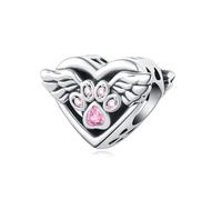 Charme de perles d'ailes d'ange de patte d'amour, accessoire de bracelet à breloques en argent sterling 925, compatible avec le collier de bracelet pandora