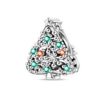 Charme de perles d'arbre de noël flocon de neige, accessoire de bracelet à breloques en argent sterling 925, compatible avec le collier de bracelet pandora