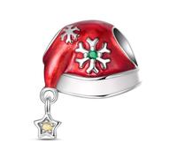 Charme de perles de chapeau de flocon de neige de noël, accessoire de bracelet à breloques en argent sterling 925, compatible avec le collier de bracelet pandora