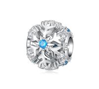 Charme de perles de flocon de neige, accessoire de bracelet à breloques en argent sterling 925, compatible avec le collier de bracelet pandora