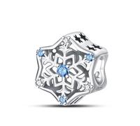 Charme de perles de flocon de neige d'hiver, accessoire de bracelet à breloques en argent sterling 925, compatible avec le collier de bracelet pandora, cadeau pour femme