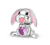 Charme de perles de lapin, accessoire de bracelet à breloques en argent sterling 925, compatible avec le collier de bracelet pandora, cadeau pour femme