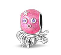 Charme de perles de poulpe rose, accessoire de bracelet à breloques en argent sterling 925, compatible avec le collier de bracelet pandora, cadeau pour femme