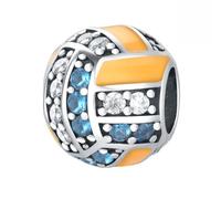 Charme de perles de volley-ball, accessoire de bracelet à breloques en argent sterling 925, compatible avec le collier de bracelet pandora