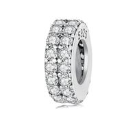 Charme de perles d'espacement en silicone étincelant à double couche en argent sterling 925 convient au bracelet pandora