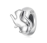 Charme de perles d'espacement en silicone pour chat, accessoire de bracelet à breloques en argent sterling 925, compatible avec le bracelet de 3 mm à 4,5 mm