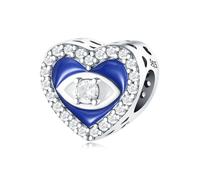 Charme de perles d'oeil du diable en forme de cœur, accessoire de bracelet à breloques en argent sterling 925, compatible avec le collier de bracelet pandora, cadeau pour femme