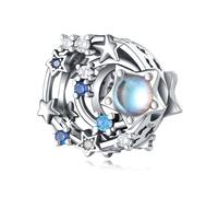Charme de perles du ciel rempli d'étoiles, accessoire de bracelet à breloques en argent sterling 925, compatible avec le collier de bracelet pandora
