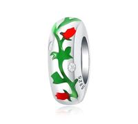 Charme de perles époxy rose, accessoire de bracelet à breloques en argent sterling 925, compatible avec le collier de bracelet pandora, cadeau pour femme