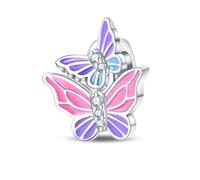 Charme de perles papillon lumineuses jumelles, breloque de bracelet perlé, convient aux bracelets de 3 mm à 4,5 mm
