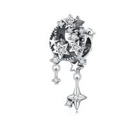 Charme de perles remplies d'étoiles, accessoire de bracelet à breloques en argent sterling 925, compatible avec le collier de bracelet pandora, cadeau pour femme