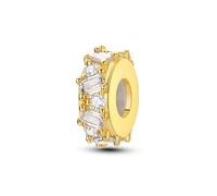 Charme d'espacement de prise en zircon carré doré, breloque pour bracelet, compatible avec le collier de bracelet pandora