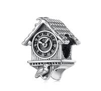 Charme d'horloge coucou, accessoire de bracelet à breloques en argent sterling 925, compatible avec un bracelet de 3 mm à 4,5 mm