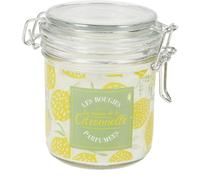 Charme du jardin des citrons - Bougie parfumée à la citronnelle contre les moustiques - Ø 8,5 cm - Bougie d'extérieur parfumée au citron - Bocal de conservation en verre - Jaune