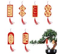 Charme du Nouvel An Vietnamien, Ornements du Nouvel An Vietnamien | Lot de 6 décorations de fortune | Ornement de Nouvel An lunaire 2025, décor décoratif apportant fortune avec corde pour plantes en