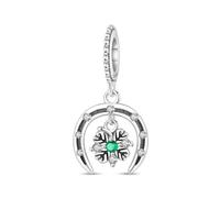 Charme en fer à cheval de jardin, véritable breloque en perles en argent sterling 925, compatible avec pour bracelet pandora, emballage de boîte-cadeau