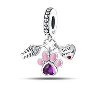 Charme en os de poisson patte de chat, accessoire de bracelet à breloques en argent sterling 925, compatible avec le collier bracelet pandora, cadeau pour femme