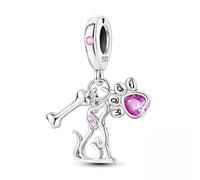 Charme en os imprimé patte de chiot, accessoire de bracelet à breloques en argent sterling 925, compatible avec le collier bracelet pandora, cadeau pour femme