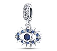 Charme en pierre incrustée de mauvais œil, accessoire de bracelet à breloques en argent sterling 925, compatible avec le collier bracelet pandora, cadeau pour femme