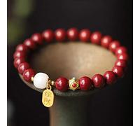 Charme Feng Shui Natural Purple Gold Cinnabar HETIAN Blanc Jade Perles 18K Bijoux