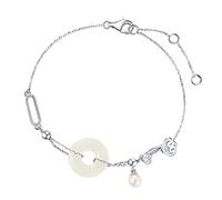 Charme Hé en Argent Harmonie Boucle fineng Shui de Richesse Bijoux pour Femmes Talisman Pierre argenté réglable (Couleur