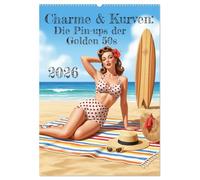 Charme & Kurven: Die Pin-ups der Golden 50s (Wandkalender 2026 DIN A2 hoch), CALVENDO Monatskalender: Dieser Kalender, "Charme & Kurven: Die Pin-ups ... 50s", feiert die ikonische Ära der Pin-ups.