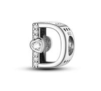 Charme lettre et cœur d, accessoire de bracelet à breloques en argent sterling 925, compatible avec le collier bracelet pandora, cadeau pour femme