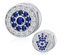 Charme mauvais œil, 925 Argent Sterling hamsa le charme du mauvais œil Pendentif pour Pandora Breloque Bead Compatible pour Européen Bracelets, Cadeaux significatifs pour Femme
