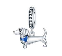 Charme pendentif chiot teckel, accessoire de bracelet à breloques en argent sterling 925, compatible avec le collier bracelet pandora, cadeau pour femme