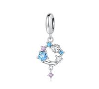 Charme pendentif ciel étoilé en pierre patchwork colorée, accessoire de bracelet à breloques en argent sterling 925, compatible avec le collier bracelet pandora, cadeau pour femme