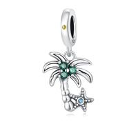 Charme pendentif cocotier et étoile de mer, accessoire de bracelet à breloques en argent sterling 925, compatible avec le collier bracelet pandora, cadeau pour femme