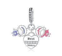 Charme pendentif coeur d'amour des soeurs éternelles, accessoire de bracelet à breloques en argent sterling 925, compatible avec le collier bracelet pandora