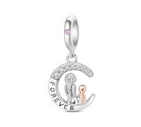 Charme pendentif compagnonnage sous la lune, véritable breloque de perles en argent sterling 925, compatible avec pour bracelet pandora