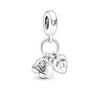 Charme pendentif en argent sterling 925 en forme de biberon et de chaussures compatible avec les charms Pandora et de nombreux autres bracelets à charms du Royaume-Uni.