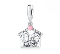 Charme pendentif famille chaleureuse, accessoire de bracelet à breloques en argent sterling 925, compatible avec le collier bracelet pandora