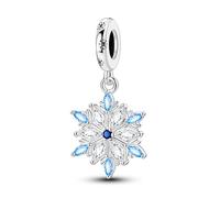 Charme pendentif flocon de neige givré, accessoire de bracelet à breloques en argent sterling 925, compatible avec le collier bracelet pandora