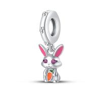 Charme pendentif lapin carotte, accessoire de bracelet à breloques en argent sterling 925, compatible avec le collier bracelet pandora