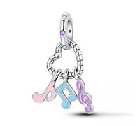Charme pendentif note de musique joyeuse, accessoire de bracelet à breloques en argent sterling 925, compatible avec le collier bracelet pandora