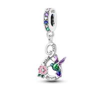 Charme pendentif puissance de colibri, accessoire de bracelet à breloques en argent sterling 925, compatible avec le collier bracelet pandora