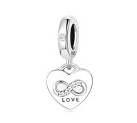 Charme pendentif simple amour infini, accessoire de bracelet à breloques en argent sterling 925, compatible avec le collier bracelet pandora, cadeau pour femme