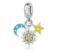 Charme pendentif trio céleste, accessoire de bracelet à breloques en argent sterling 925, compatible avec le collier bracelet pandora