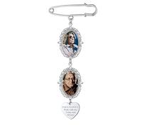 Charme Photo pour Bouquet de Mariage 2 Pendentif Grimpeur Broche et Pin Ovale Personnalisé pour Mariée Breloque Dentelle Médaillon Bijoux pour Homme Costume Charms a Epingle Acier
