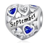 Charme Pierre de Naissance Septembre, Pendentif Cœur en Argent Sterling 925 et Charms Pandora pour bracelets européens, Cadeaux pour femmes filles