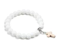 Charme Pierre Naturelle Croix Pendentif Bracelet Noir Mat Perlé Distance Bracelets À La Main Hommes Femmes Couple Bijoux Cadeaux Blanc